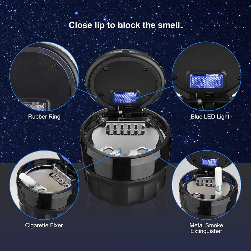 SOLARXIA Car Mini Ashtray with Lid Easy Clean Up Detachable Auto Ashtray for Most Car Cup Holder Home Office - Image 4