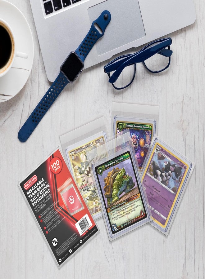 EVORETRO Resealable Team Bags 100 Pack - Fits Toploaders & One-Touch Holders up to 100pt - Crystal Clear Polypropylene Sleeves - Acid-Free Card Protectors for Mailing, Storage & Display - EVORETRO - Image 4