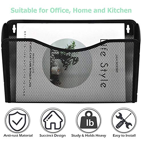 EASEPRES 3 Single Pocket Mesh Hanging File Organizer, Vertical Wall Mounted Magazine File Holder, Mount Basket Mail Paper Document Folder Organizing for Office, Home and School, Black - Image 5