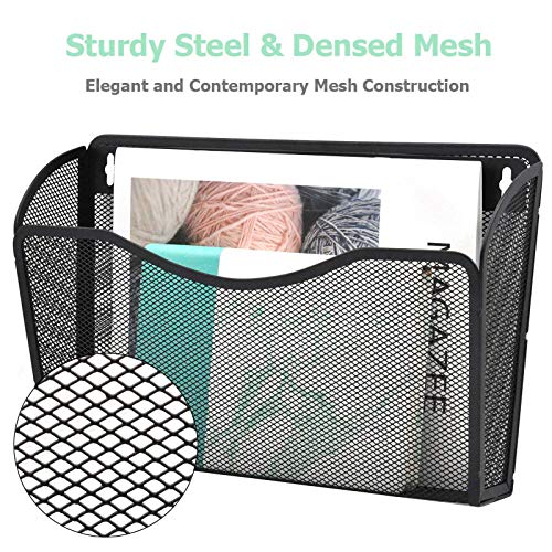 EASEPRES 3 Single Pocket Mesh Hanging File Organizer, Vertical Wall Mounted Magazine File Holder, Mount Basket Mail Paper Document Folder Organizing for Office, Home and School, Black - Image 4