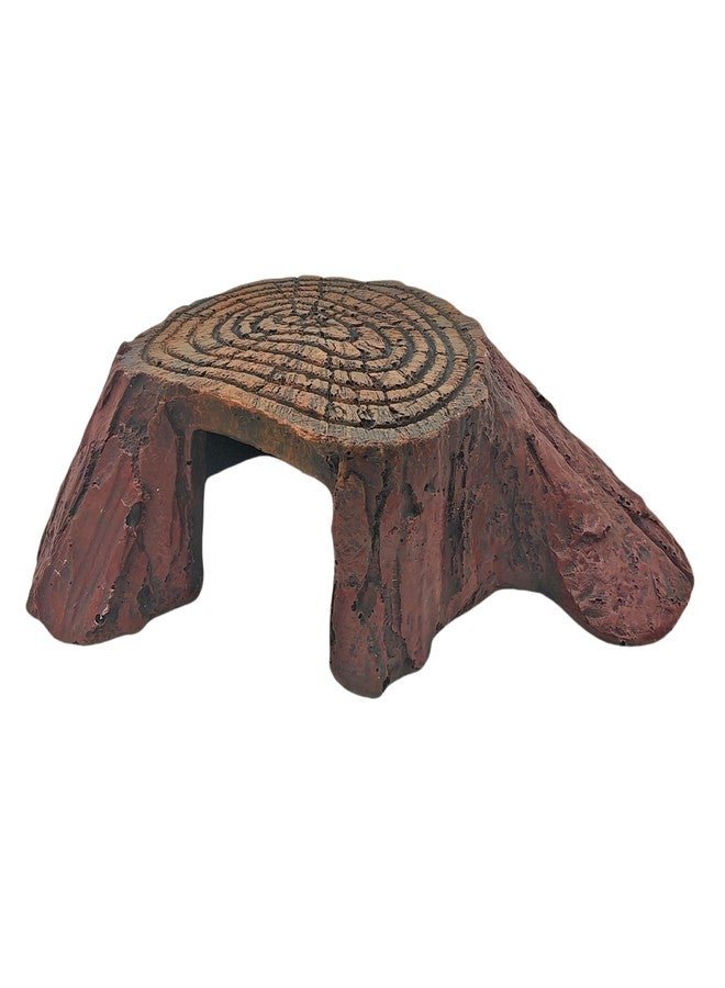 YOZIEMQ Reptile Hideouts,Resin Reptile Cave Habitat for Leopard Geckos, Lizards, Turtles, Snakes and Amphibians. (Tree Stump Platform, Large) - Image 1