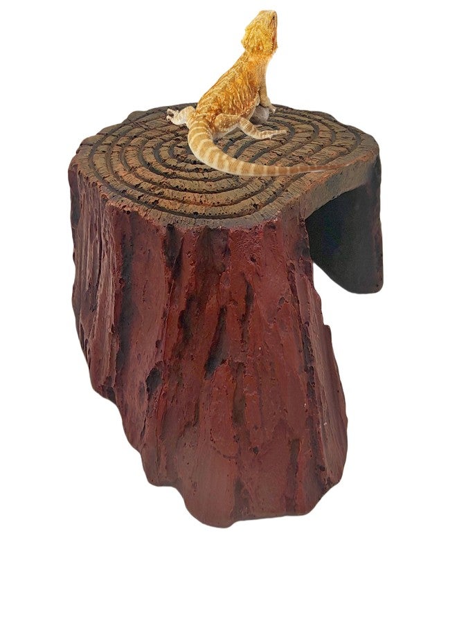 YOZIEMQ Reptile Hideouts,Resin Reptile Cave Habitat for Leopard Geckos, Lizards, Turtles, Snakes and Amphibians. (Tree Stump Platform, Large) - Image 4