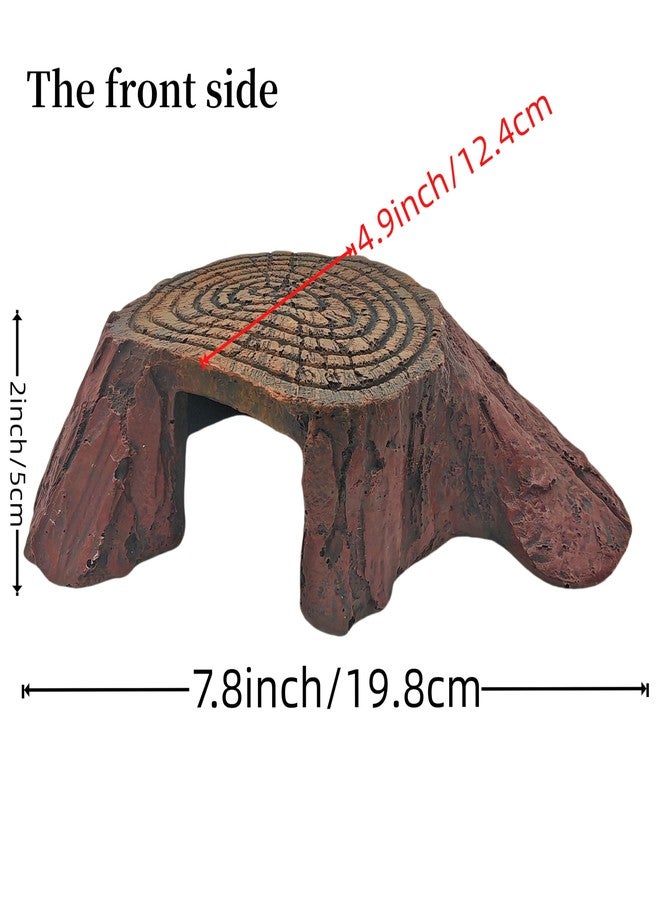 YOZIEMQ Reptile Hideouts,Resin Reptile Cave Habitat for Leopard Geckos, Lizards, Turtles, Snakes and Amphibians. (Tree Stump Platform, Large) - Image 2