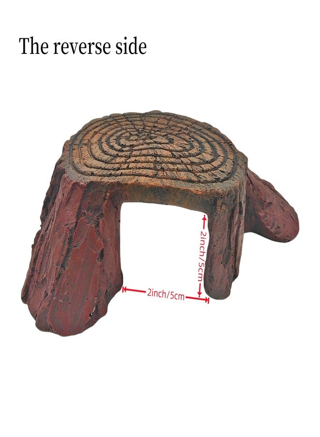 YOZIEMQ Reptile Hideouts,Resin Reptile Cave Habitat for Leopard Geckos, Lizards, Turtles, Snakes and Amphibians. (Tree Stump Platform, Large) - Image 3