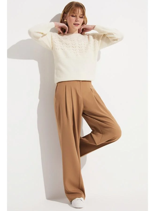 JUNE June Openwork Detailed Knitwear Sweater Ecru