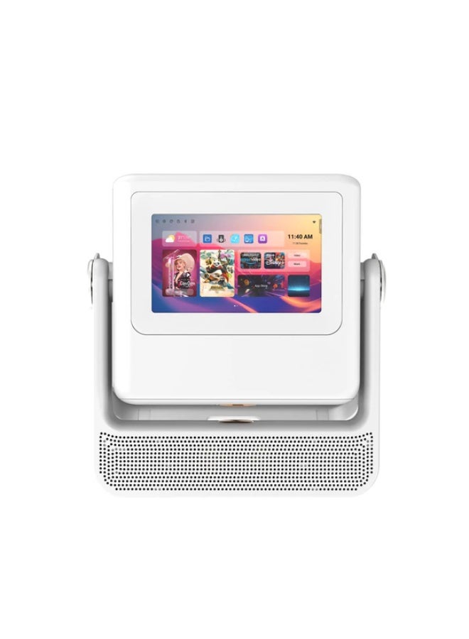 CRONY A5 Pro Dual-Screen Smart Projector features a 7-inch touchscreen and a 2.7-inch LCD screen | 200 lumens LED backlight | 250-inch screen size | 720p HD resolution | Autofocus and keystone correction | Wi-Fi and Bluetooth 5.0 | Supports HDMI/USB/audio interfaces - Pearl White - Image 5