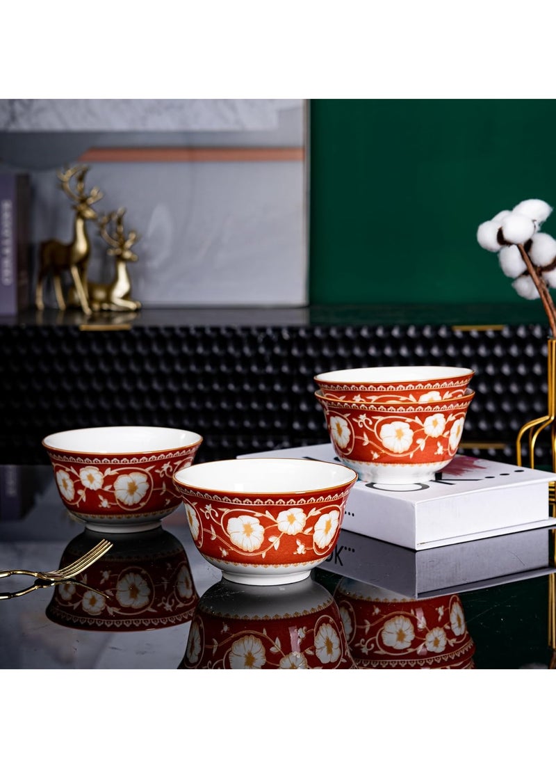 GOLD MANTIS 8-Piece Red and White Floral Pattern Ceramic Dinnerware Set - Includes 4x 10.2-Inch Plates, 4x 5.5-Inch Bowls | Microwave & Dishwasher Safe | Classic Tableware for Elegant Dining - Image 2