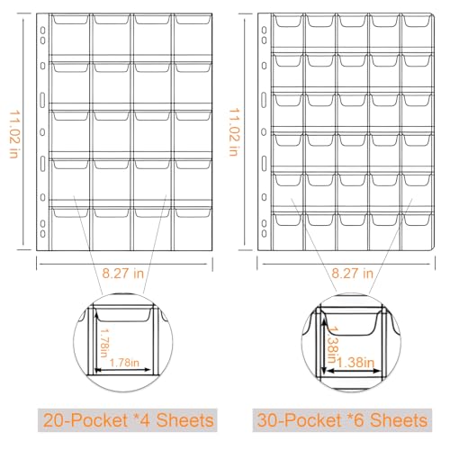 GoShambar Coin Collection Book Holder for Collectors,428 Pockets Coin Collection Supplies & 12 Sleeves Paper Money Currency Album, Display Storage Case for All Coins (Brown) - Image 3