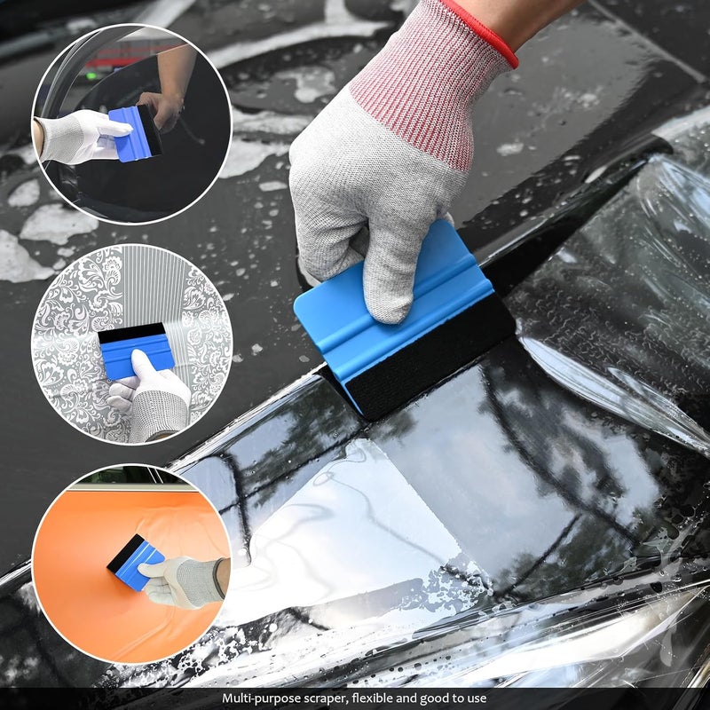 Ehdis Window Tint Film Cars Tool Set, Packaging Install Window Tint Film, Includes Felt Squeegee, Cutter and Cleaning Squeegees, Blue - Image 5