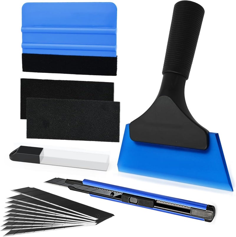 Ehdis Window Tint Film Cars Tool Set, Packaging Install Window Tint Film, Includes Felt Squeegee, Cutter and Cleaning Squeegees, Blue - Image 1