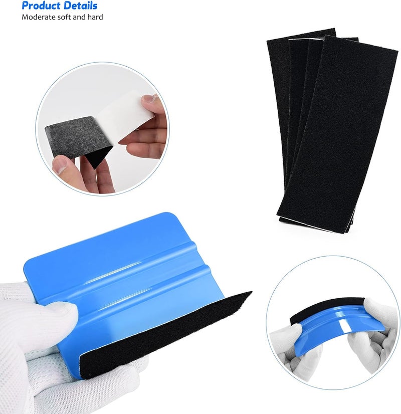 Ehdis Window Tint Film Cars Tool Set, Packaging Install Window Tint Film, Includes Felt Squeegee, Cutter and Cleaning Squeegees, Blue - Image 4