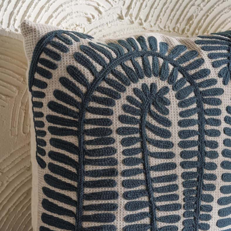 Pan Home Tuscan Embroidered Down Alternative Filled Cushion 50x50cm - Grey - Image 2