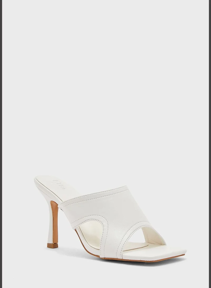 ELLA Cutout Detail Square Toe Mule Sandal