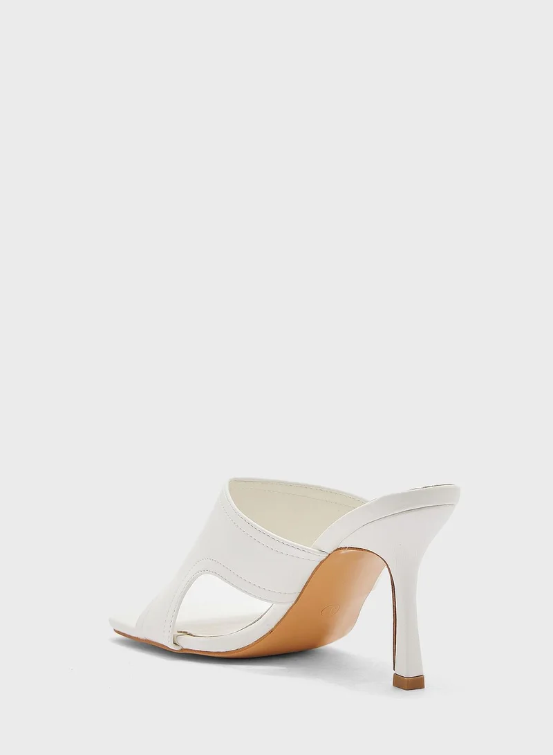 ELLA Cutout Detail Square Toe Mule Sandal