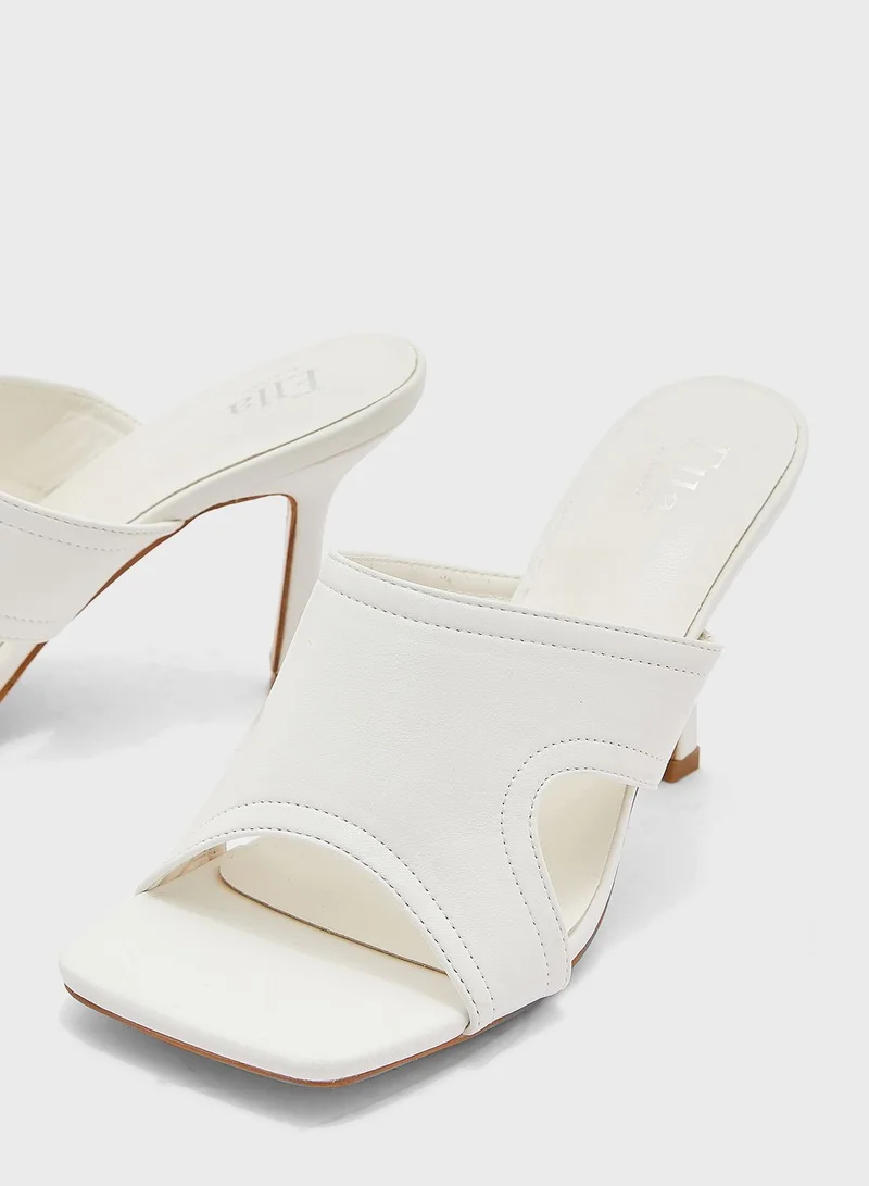ELLA Cutout Detail Square Toe Mule Sandal