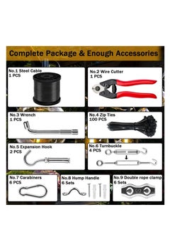 Generic String Light Suspension Kit Outdoor Light Guide Wire 50M Coated Stainless Steel 304 Wire Rope String Light Hanging Kits Light Hanging Kit for Outdoor String Lights Patio Lights Camping Lights  - Image 5