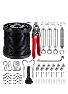 Generic String Light Suspension Kit Outdoor Light Guide Wire 50M Coated Stainless Steel 304 Wire Rope String Light Hanging Kits Light Hanging Kit for Outdoor String Lights Patio Lights Camping Lights  - Image 1