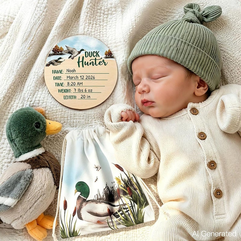 Al Raied ARS® Duck Milestone Cards - Mallard Baby Wooden Disc Marker Set - Image 2