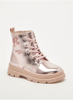 Barbie Girls Printed Ankle Boots With Lace-Up Closure  - Image 1