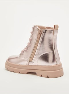 Barbie Girls Printed Ankle Boots With Lace-Up Closure  - Image 2
