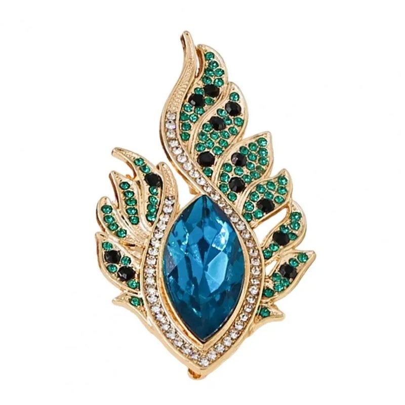 The Black Pearl Accessories Golden Blue Zirconic Brooch - Image 1