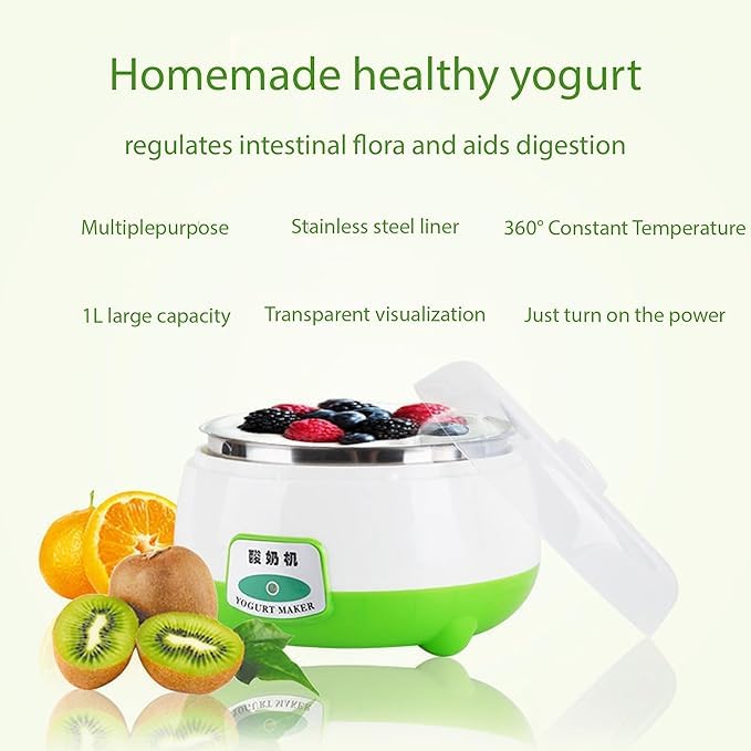 CAZINA CAZINA Electric Yogurt Maker1L Automatic Yogurt Maker Machine in Home Kitchen Stainless Steel Yogurt Maker with Temperature Control Homemade Fresh Yogurt Dahi Maker with Auto SwitchOff  - Image 4