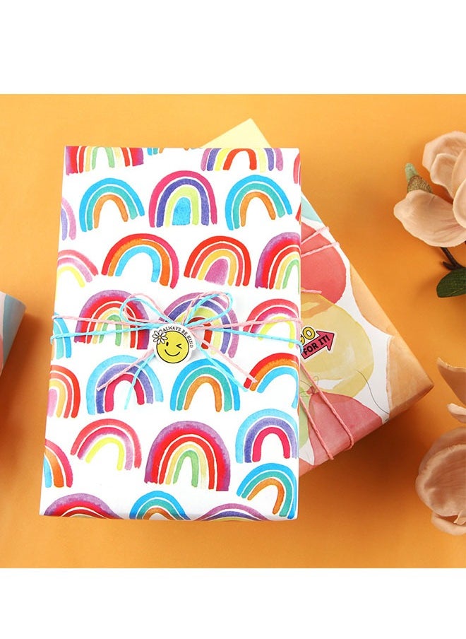 GBQ - 50 x 70cm Gift Wrap Set, 6 Sets of Colourful Wrapping Paper with String and Stickers for Valentine's Day, Birthdays, Graduations and Other Gift Wrappings - Image 1