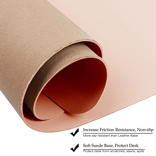 Boutilon Leather Desk Pad Protector,Non-Slip Mouse Pad,Laptop Desk Pad,Office Mouse Mat,Waterproof Leather Desk Blotter,Desk Writing Pad for Office and Home (M-Orange Pink,30"x14") - Image 5