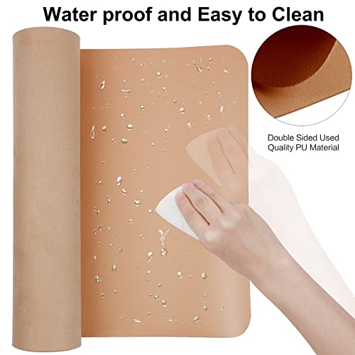 Boutilon Leather Desk Pad Protector,Non-Slip Mouse Pad,Laptop Desk Pad,Office Mouse Mat,Waterproof Leather Desk Blotter,Desk Writing Pad for Office and Home (M-Orange Pink,30"x14") - Image 3