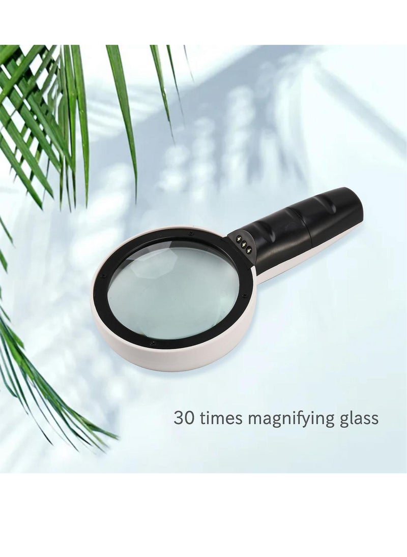 Generic High Power HD Double Glass Lens Handheld Magnifier with 3 LED Light for Elderly.Identification and Reading  - Image 2