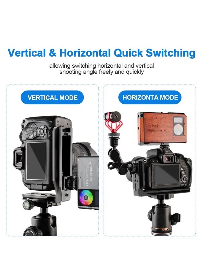 TOSICAM (Real Single Piece) DSLR Camera L Bracket Quick Release Plate Vertical Horizontal Switching Tripod Quick Release Plate Compatible with Canon Nikon Sony DJI Ronin Zhiyun Stabilizer Tripod Monopod  - Image 3