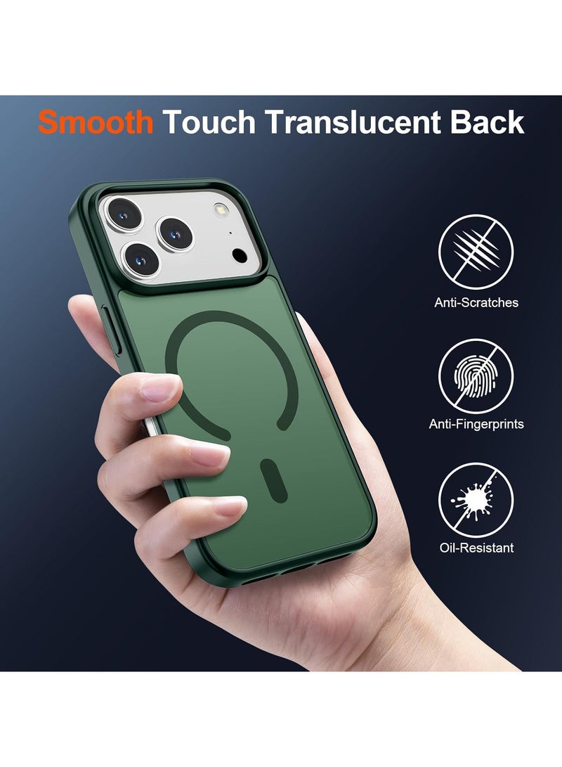 أكاليكس جراب مغناطيسي غير لامع لهاتف iPhone 17 Pro Max، متوافق مع MagSafe، غطاء فاخر مطلي، جراب هاتف واقي مقاوم للصدمات ناعم غير لامع من مادة TPU، (أخضر جبلي) - Image 3