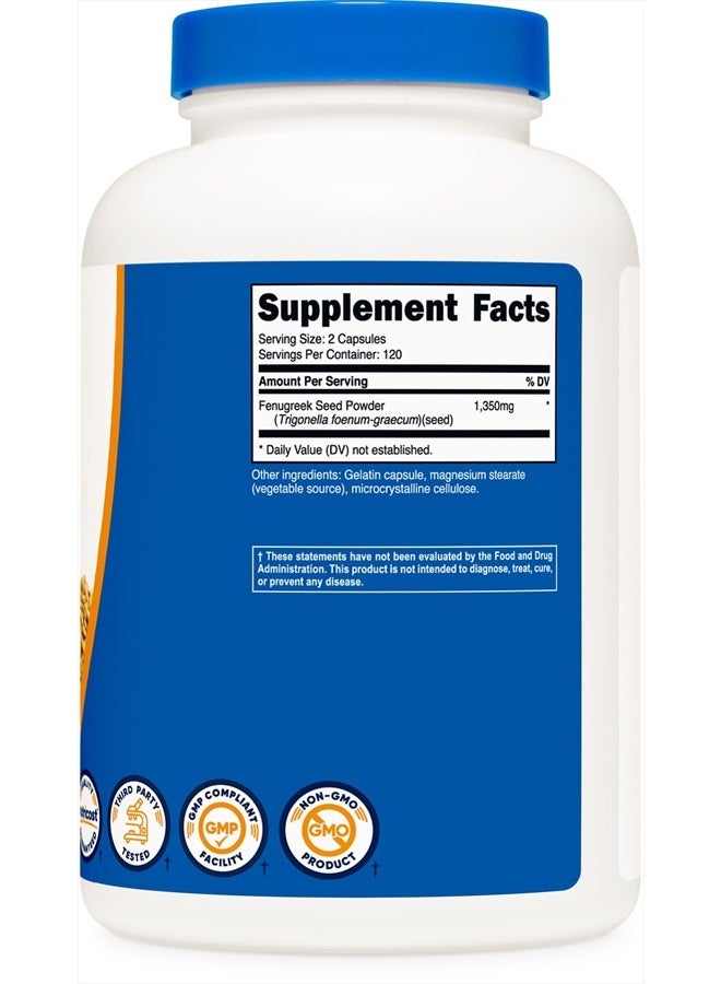 Nutricost بذور الحلبة 1350 ملغ، 240 كبسولة - خالية من الغلوتين، غير معدلة وراثيًا، 675 ملغ لكل كبسولة - Image 5