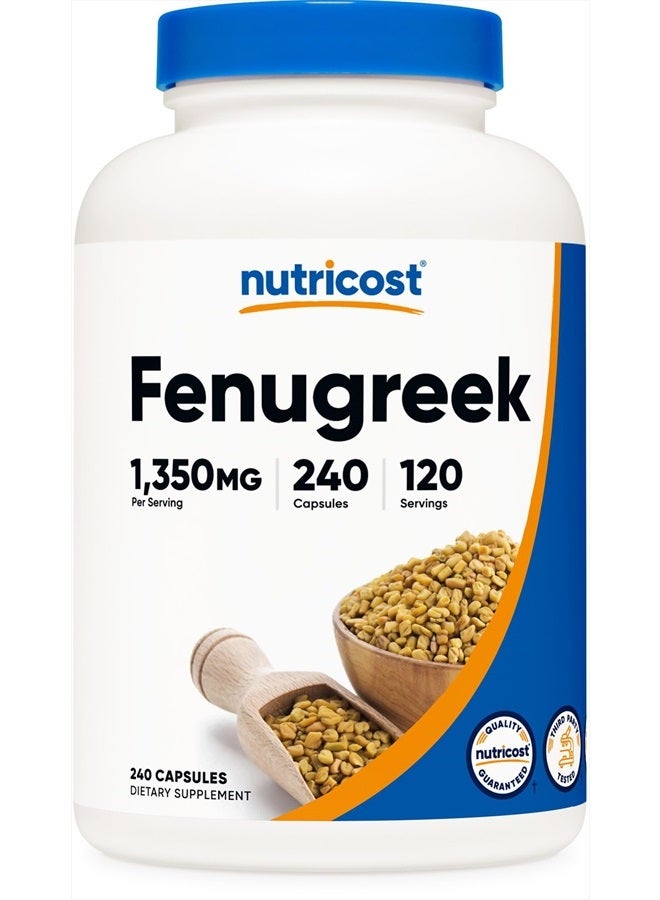 Nutricost بذور الحلبة 1350 ملغ، 240 كبسولة - خالية من الغلوتين، غير معدلة وراثيًا، 675 ملغ لكل كبسولة - Image 1