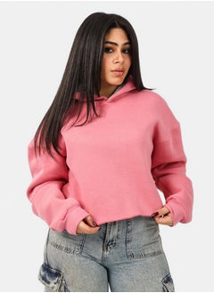 SHECHICK Shechick Unfinished Dusty Pink Cropped Hoodie  - Image 2