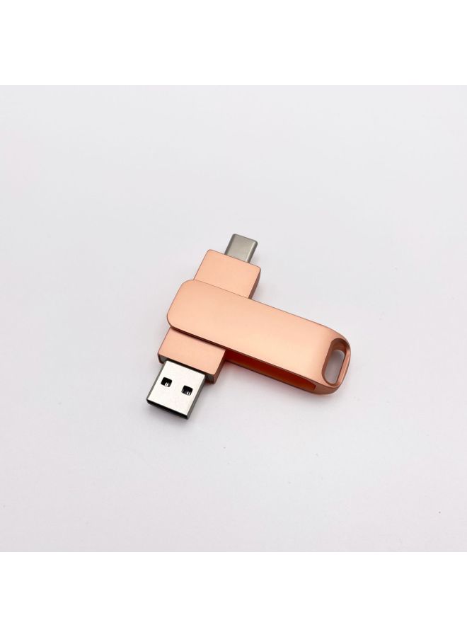 Loquat Type-C Mobile Phone U Disk Metal Rotating U Disk High Speed 3.0USB Large Capacity 64g USB Dual Interface-Color:Rose Gold-Capacity:USB3.0/8GB  - Image 1