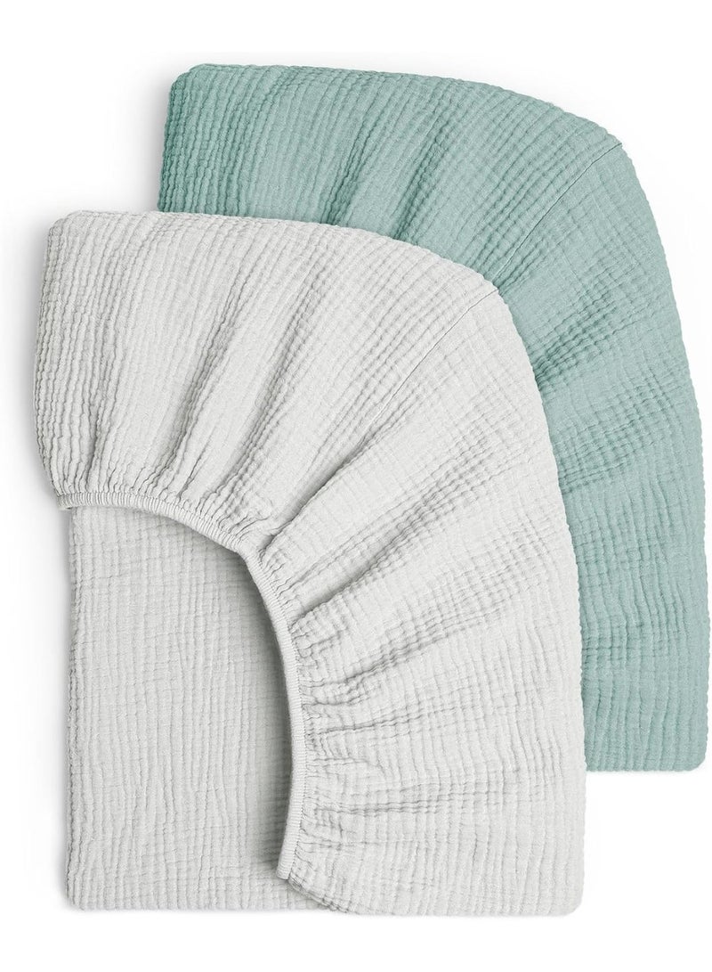 Muslin Crib Sheets - Fitted Crib Mattress Sheets for Boys and Girl - 28"x 52", 2 Pack (Gentle Gray & Sage) - Image 1
