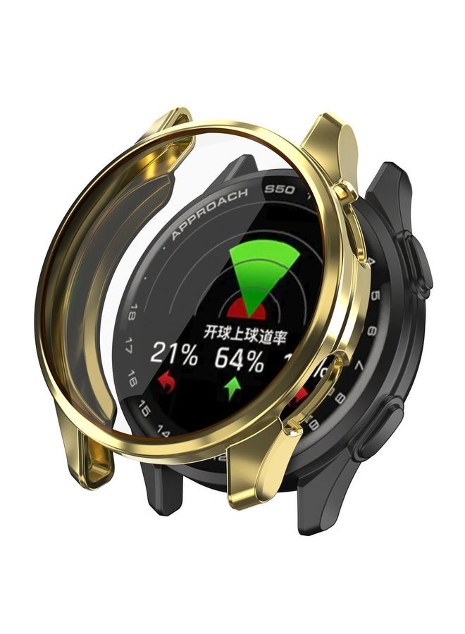 BURAQ For Garmin Approach S50 Electroplated TPU Full Coverage Watch Protective Case(Gold) - Image 1
