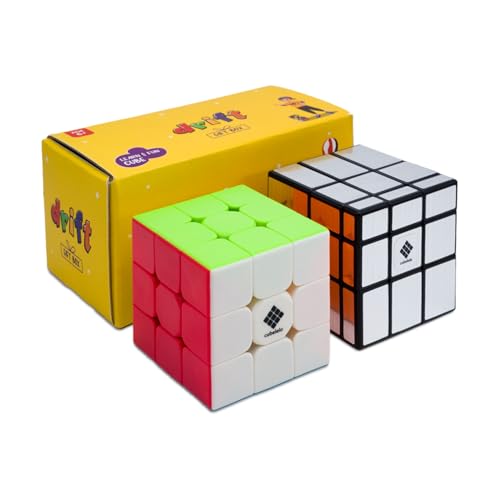 Cubelelo Drift 3x3 Stickerless & Mirror Cube (Silver) Gift Box Combo Set | Ideal Gift for Puzzle Lovers | Toys for Kids 6-10 Year Old and Adults | 3x3x3 High Speed 3 3 & Shape Shifter - Image 1