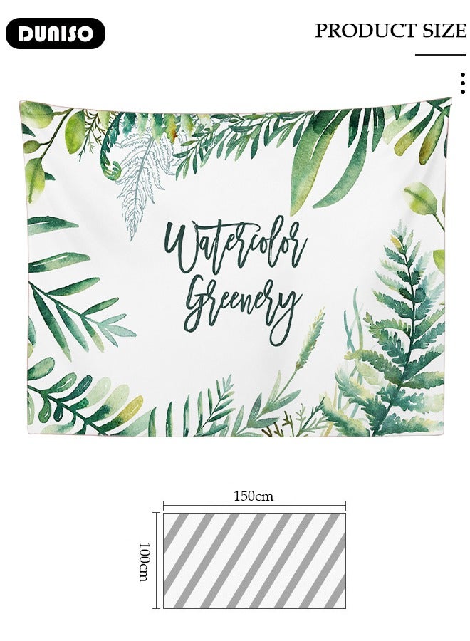 DUNISO Green Leaf Tapestry, Plants Leaves Wall Hanging, Green Plants Wall Cover, Natural Landscape Wall Tapestry, Foldable Background Cloth,  Wall Art Decor, Daily Decorative Tapestry For Bedroom Living Room Dorm  - Image 4