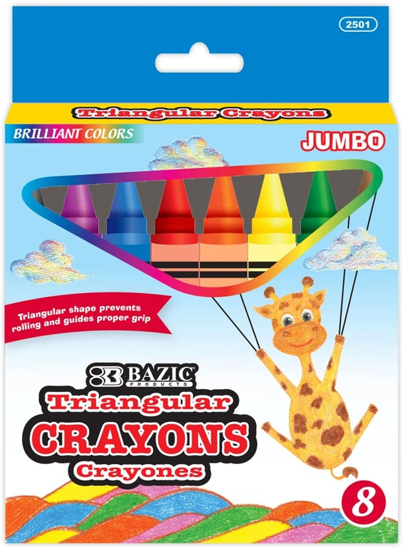 Bazic Premium Jumbo Triangle Crayons 8 Pcs - Image 1