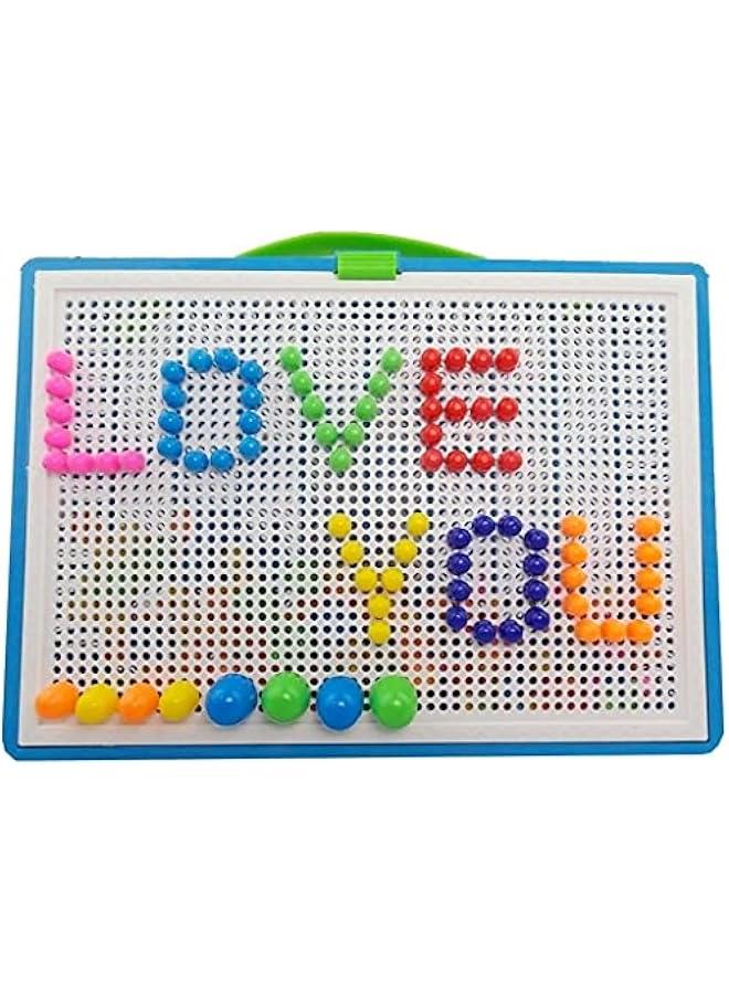 296 قطعة من أظافر الفطر Pegboard التعليمية الملونة لغز بناء مكعبات الطوب الإبداعية DIY ألعاب الفسيفساء للأطفال والأطفال الصغار عيد ميلاد مثالي للفتيات والأولاد سن 3-8 سنوات - Image 2