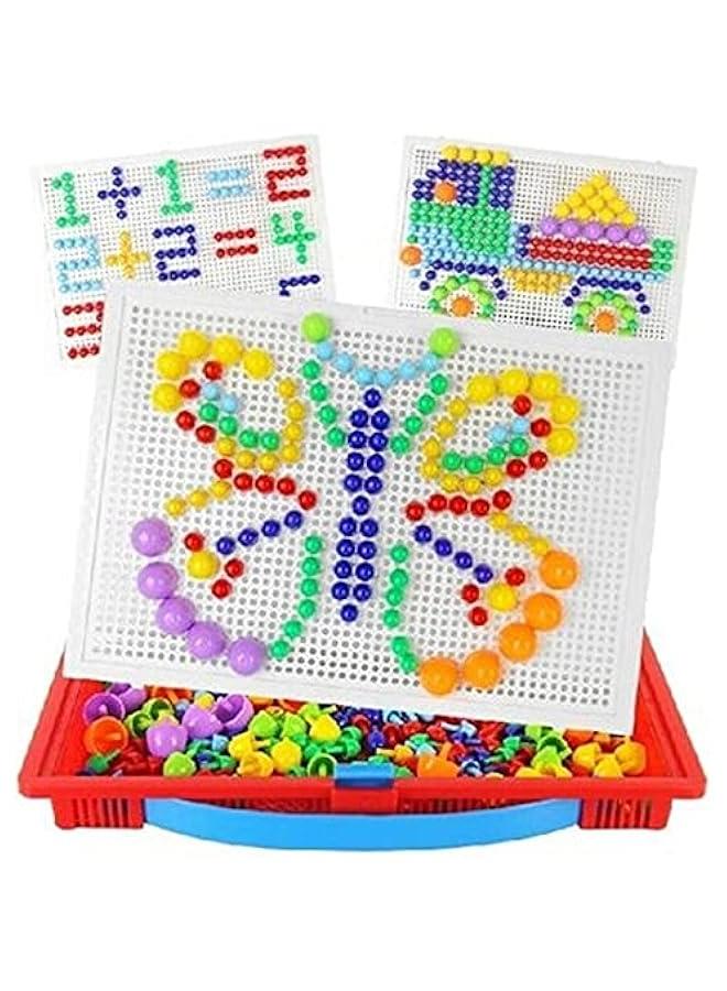 296 قطعة من أظافر الفطر Pegboard التعليمية الملونة لغز بناء مكعبات الطوب الإبداعية DIY ألعاب الفسيفساء للأطفال والأطفال الصغار عيد ميلاد مثالي للفتيات والأولاد سن 3-8 سنوات - Image 3