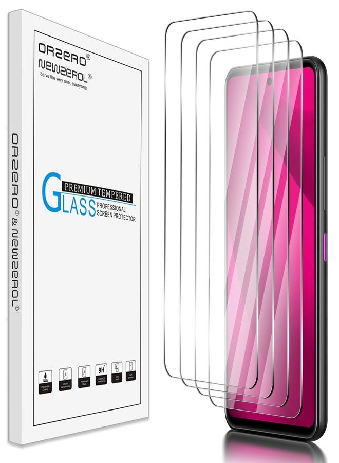 Orzero (4 Pack) Tempered Glass Screen Protector Compatible for T-Mobile REVVL 7 Pro 5G 6.78 inch, Protector De Pantalla 2.5D Arc Edges 9 Hardness High Definition Bubble-Free - Image 1