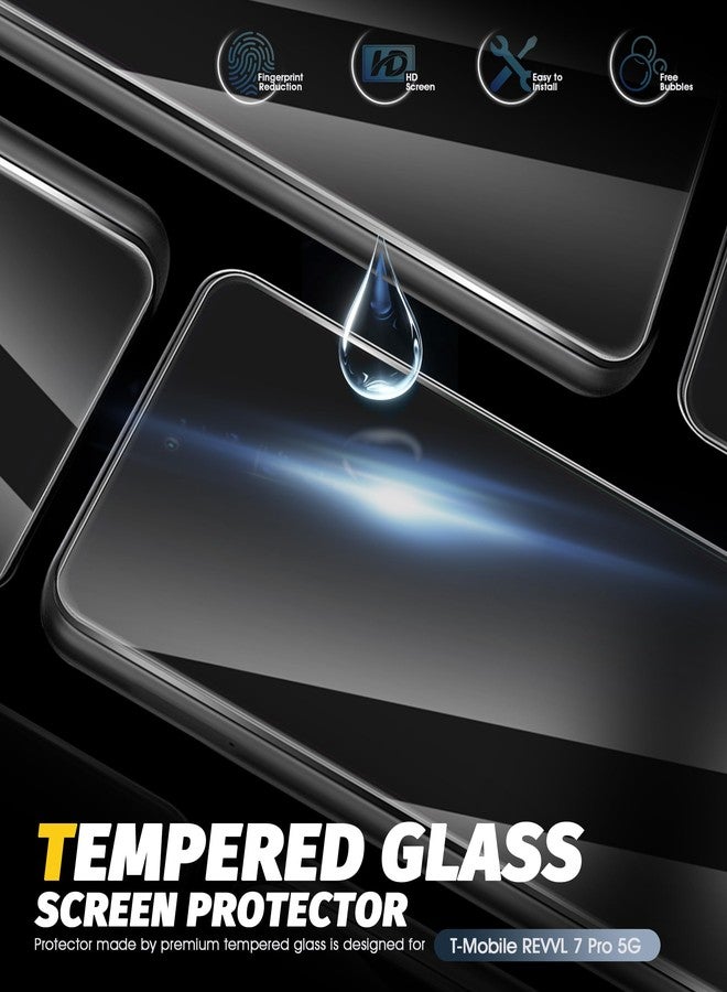Orzero (4 Pack) Tempered Glass Screen Protector Compatible for T-Mobile REVVL 7 Pro 5G 6.78 inch, Protector De Pantalla 2.5D Arc Edges 9 Hardness High Definition Bubble-Free - Image 3
