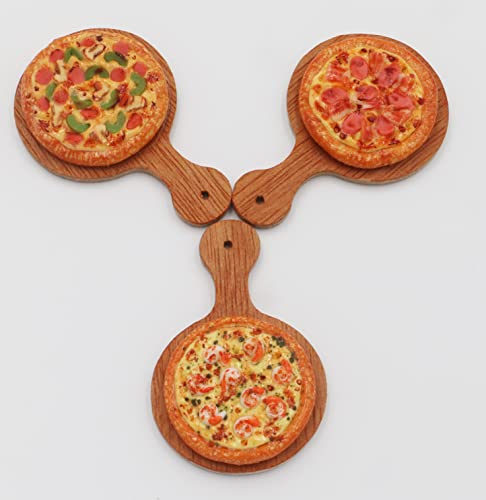 ThaiHonest Mixed 3 Assorted Pizza Dollhouse Miniature on Wooden Tray Dollhouse Food Dollhouse Kitchen Miniature - Image 5