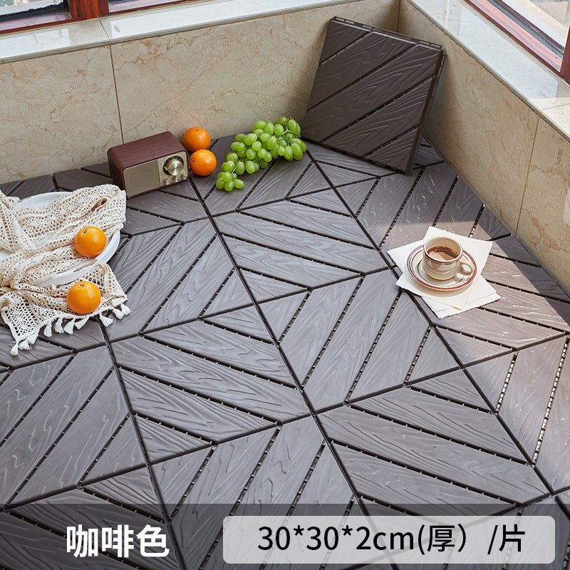 Plastic assembled floor self-assembled balcony terrace floor plastic floor imitation wood plastic floor plastic wood floor manufacturer Shape-Brown