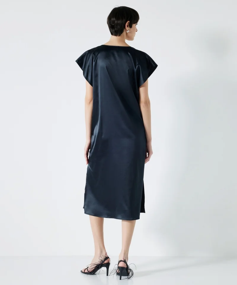 Miss İpekyol Satin V-Neck Dress