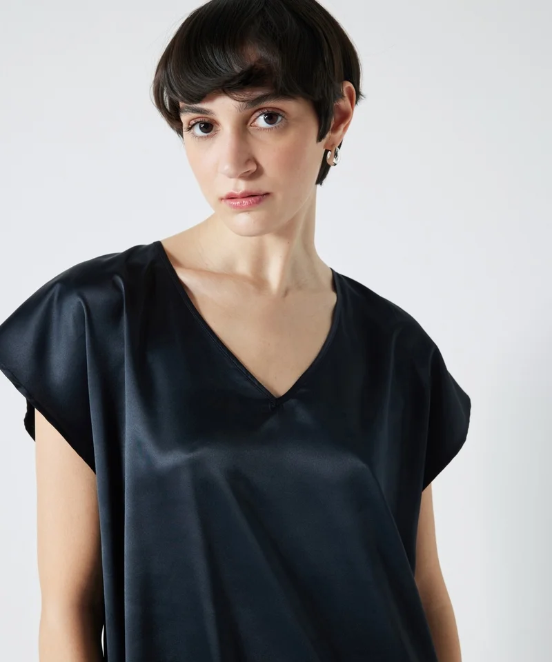 Miss İpekyol Satin V-Neck Dress
