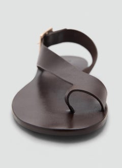 MANGO Casual Leather Cross Strap Sandals  - Image 4